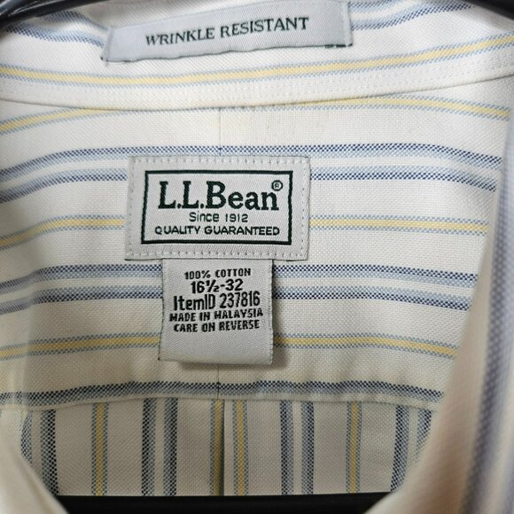 LL Bean Shirt Mens 16.5x32 Large Wrinkle Resistant Button Down Preppy Office - Picture 2 of 4
